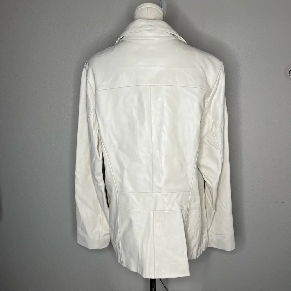 Vintage Wilson Leather White Button Front Collared Leather Jacket Classic - Picture 2 of 9
